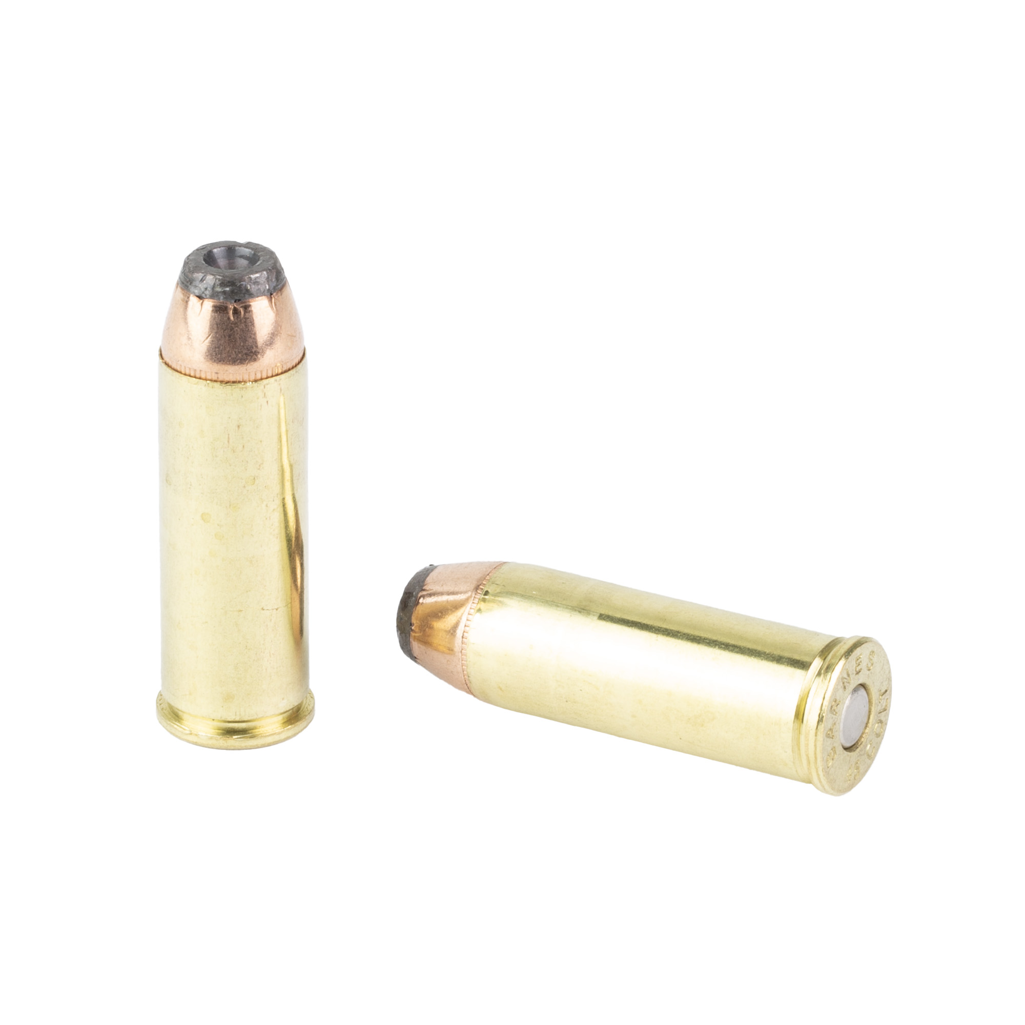Two Barnes Pioneer 45 Colt cartridges with copper soft point bullets
