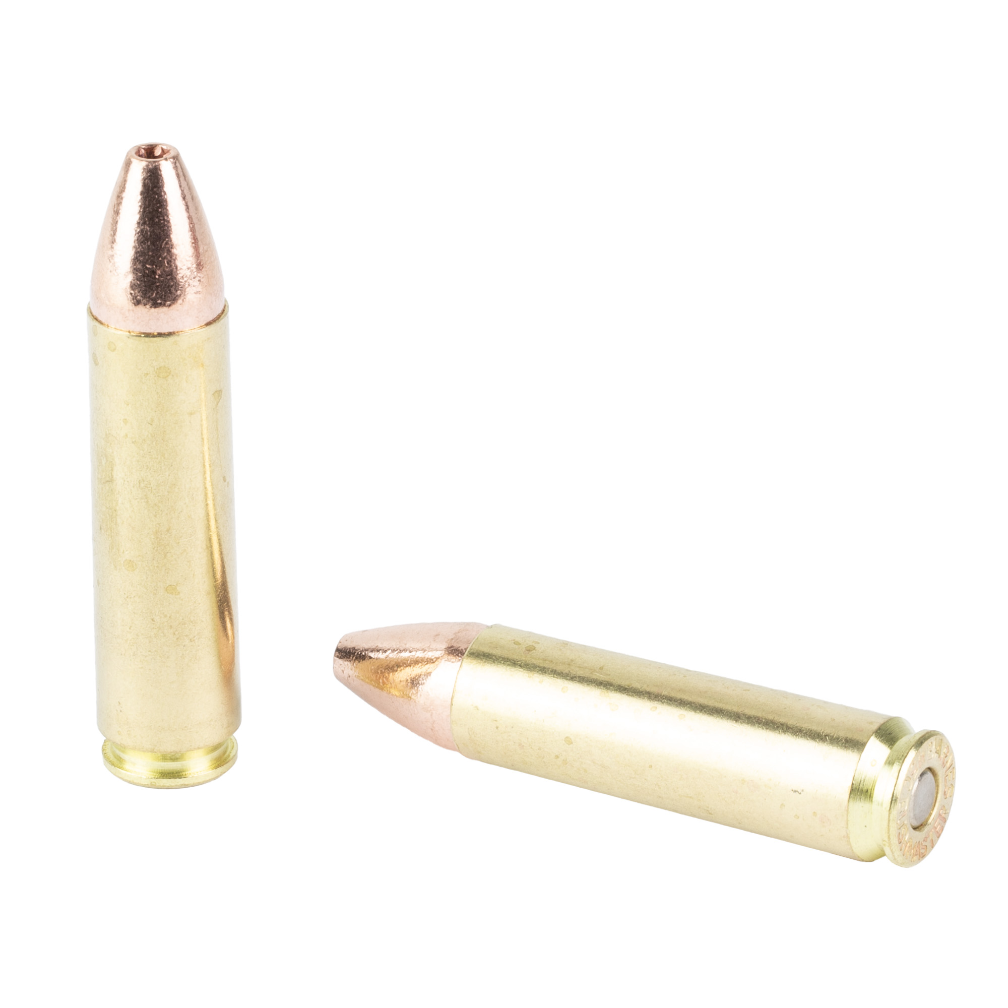 Two Barnes VOR-TX .450 Bushmaster cartridges with copper bullets