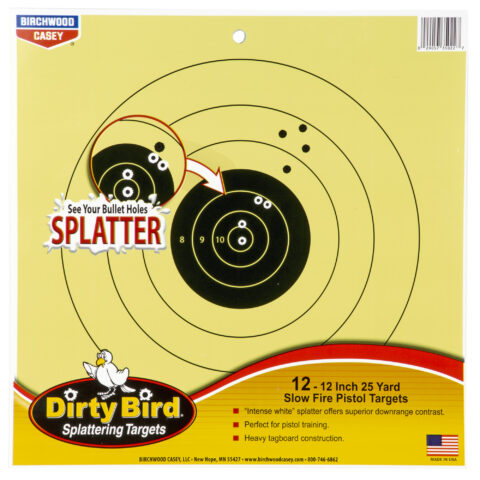 Birchwood Casey Dirty Bird 25 Yard Slow Fire Pistol Target, 12 Targets