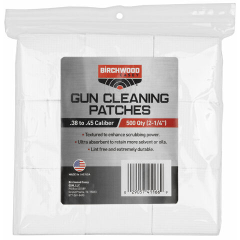 Birchwood Casey Cleaning Patches for .38-.45 Caliber, 2-1/4 Inch, 500 Count