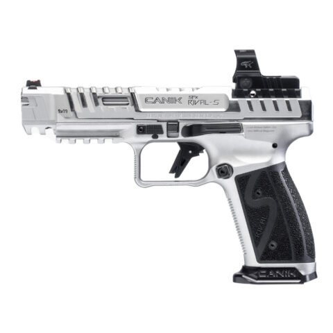 Canik SFx Rival-S 9mm, 5" Barrel, 18-Round, Chrome with MO2 Red Dot