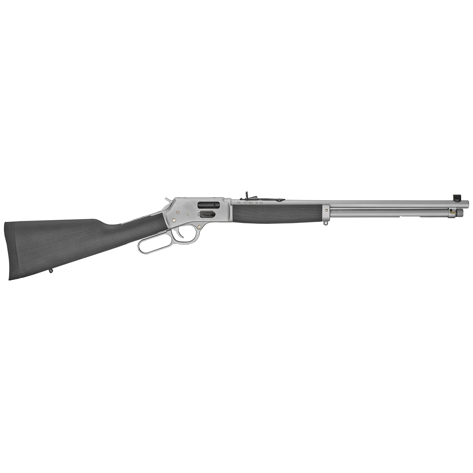 Henry Big Boy lever-action rifle with silver receiver and barrel, side view