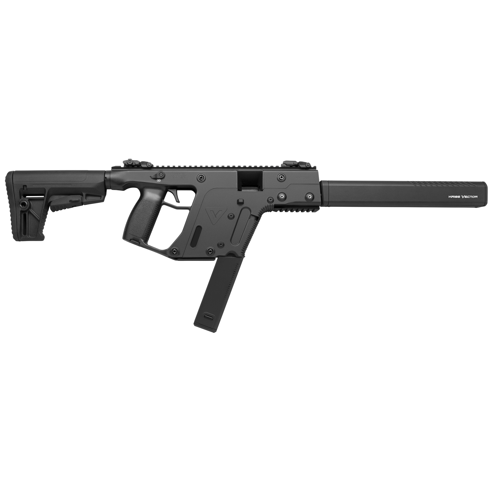 KRISS Vector CRB 9mm carbine in black, opposite side view with stock extended