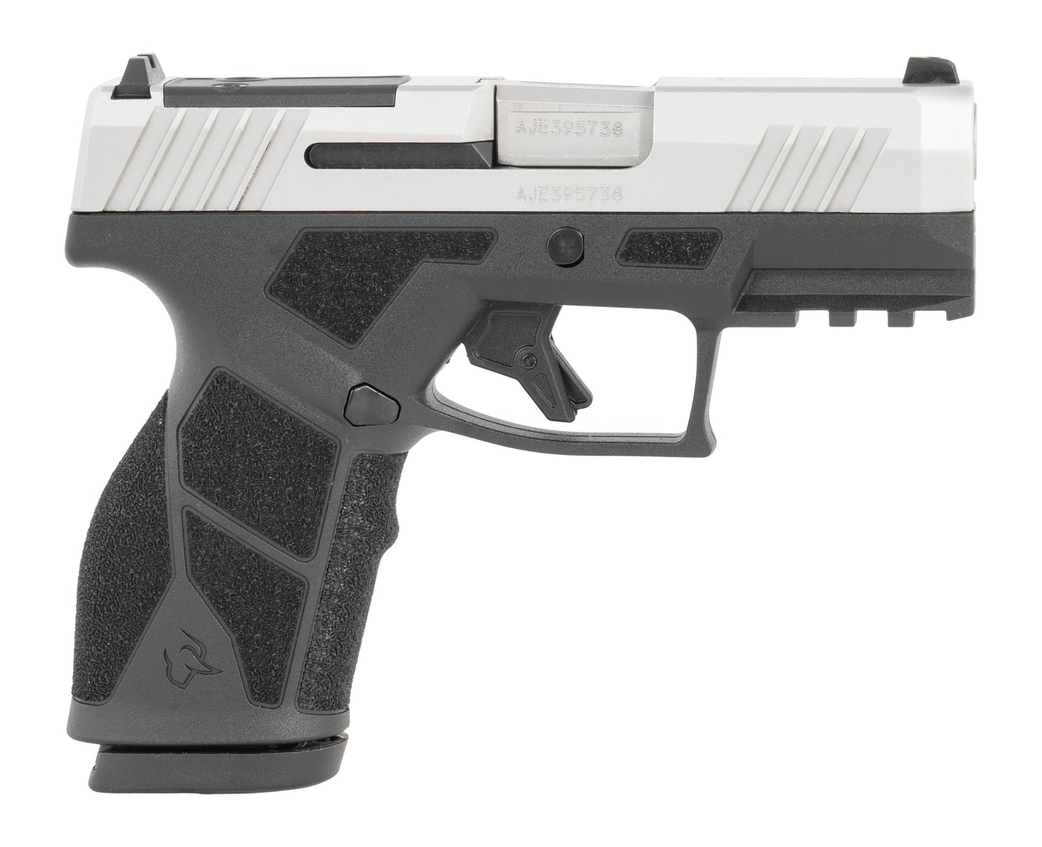 Taurus GX2 9mm pistol side view showing stainless slide and textured black grip