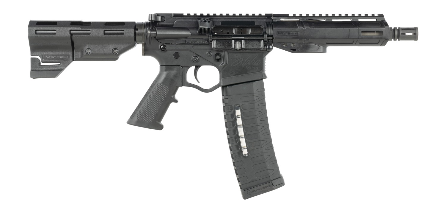 ATI Alpha Maxx 5.56 pistol with blade stock and black finish, right side
