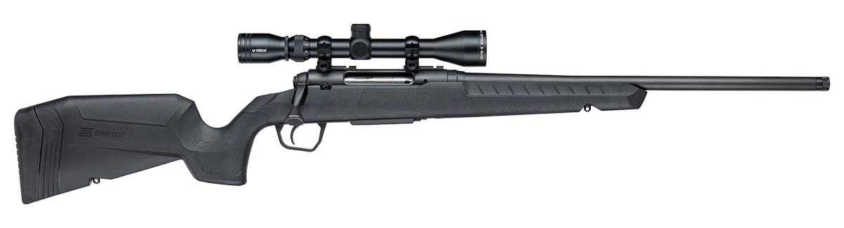 Savage Axis XP bolt-action rifle in black with a 3-9x scope mounted