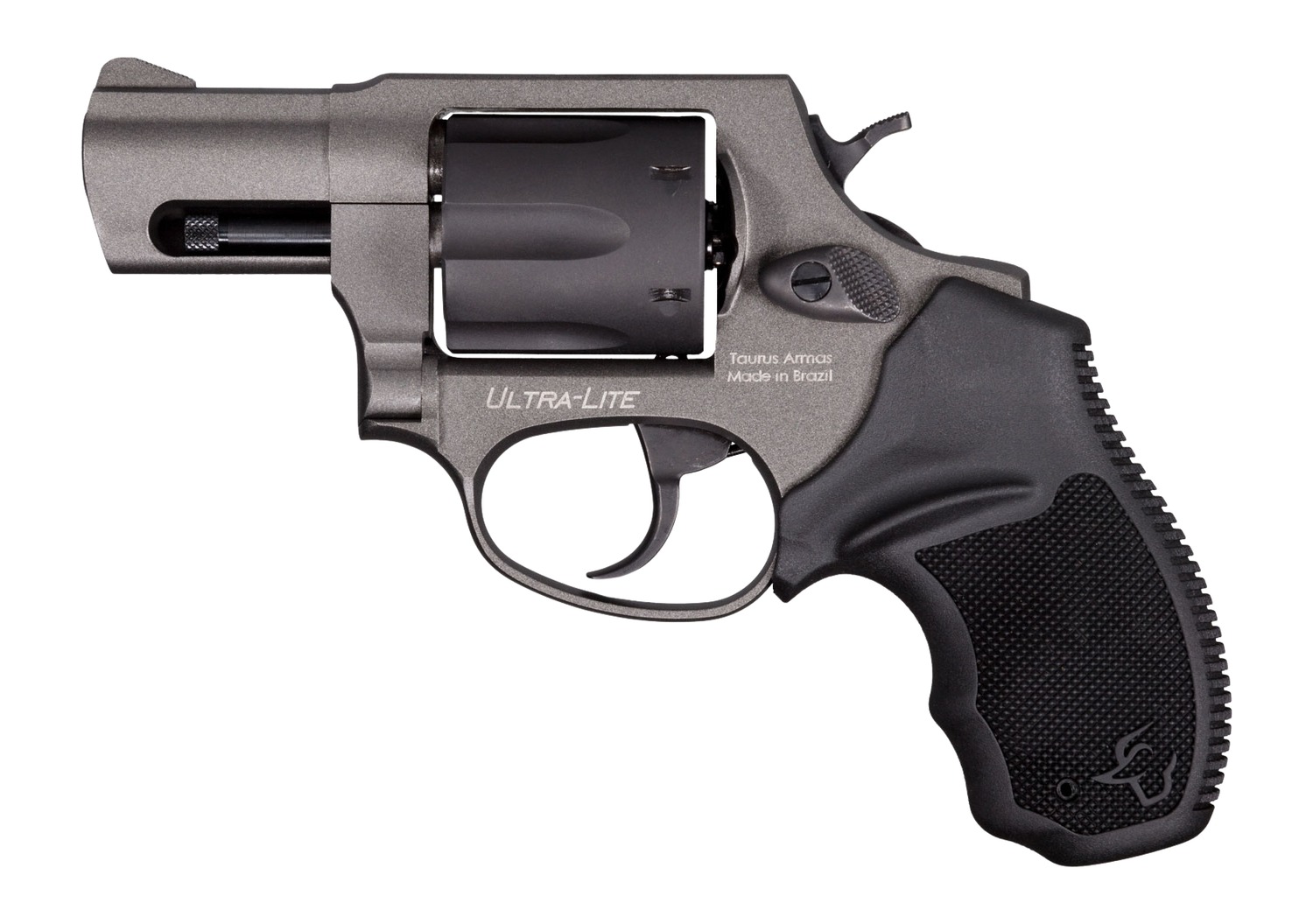 Taurus 856 UltraLite revolver left side view with black rubber grip and Ultra-Lite marking