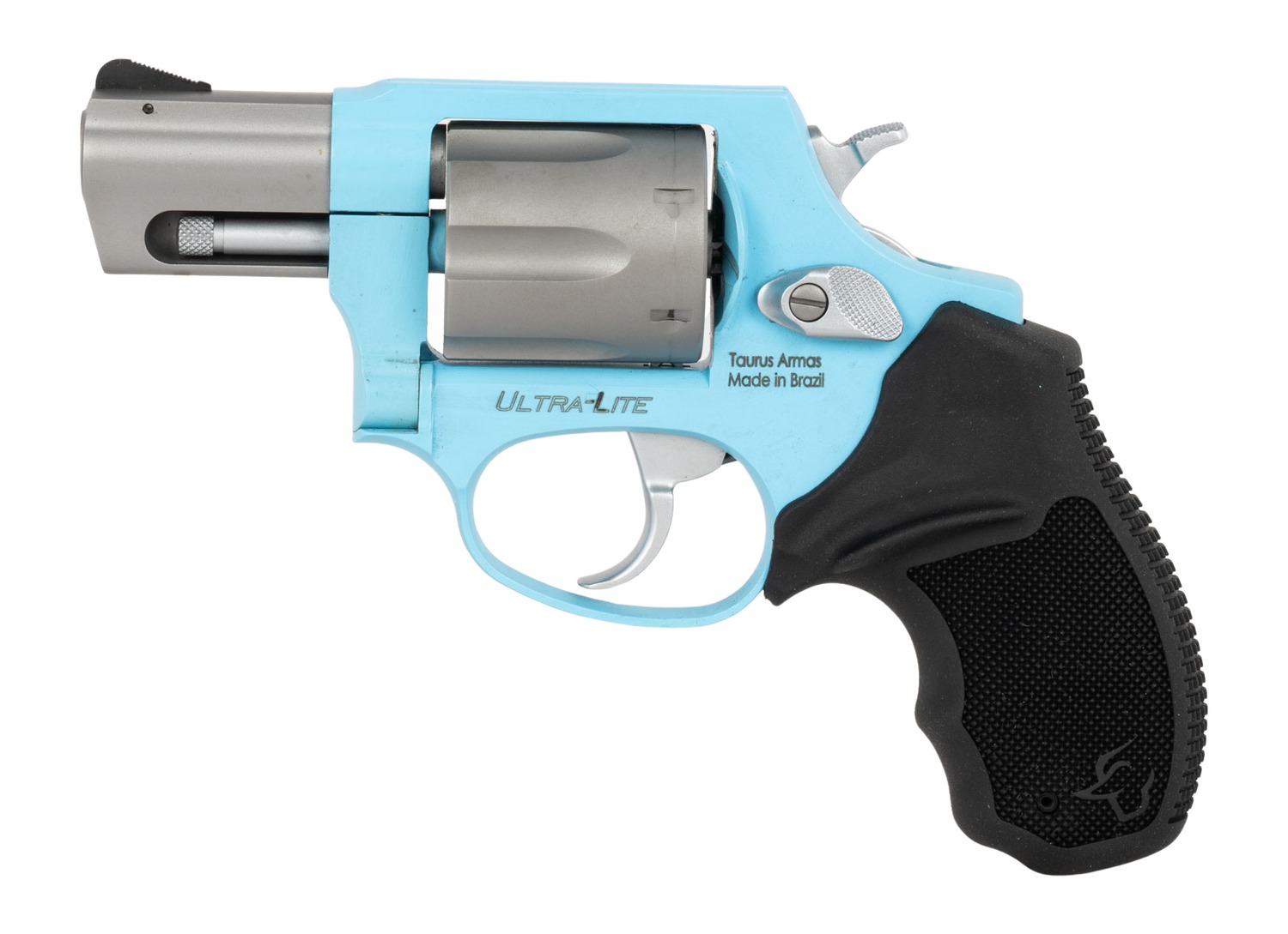 Taurus 856 UL Ultra-Lite revolver with blue frame, left side view