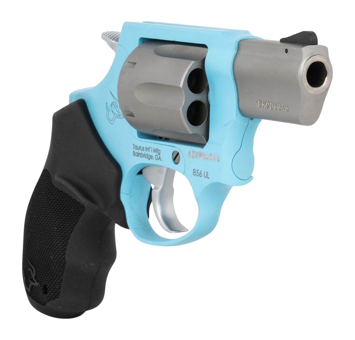 Taurus 856 UL revolver angled view showing cylinder and muzzle