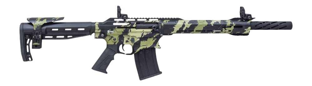 Citadel Boss25 12 gauge semi-auto shotgun in vector green camo with folding adjustable stock
