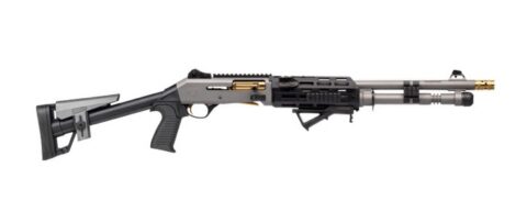 Panzer Arms M4 Pro AI 12 Gauge, 18.5" Barrel, 5+1, Gray / Gold Accents
