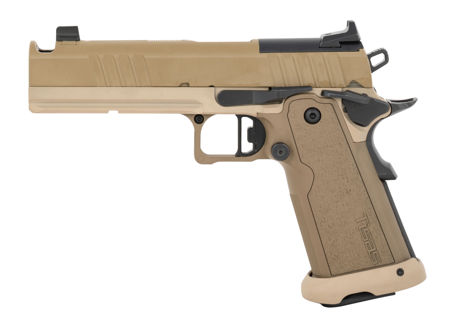 TISAS Duty 9 Shades of NJG V1 pistol in FDE, left side view