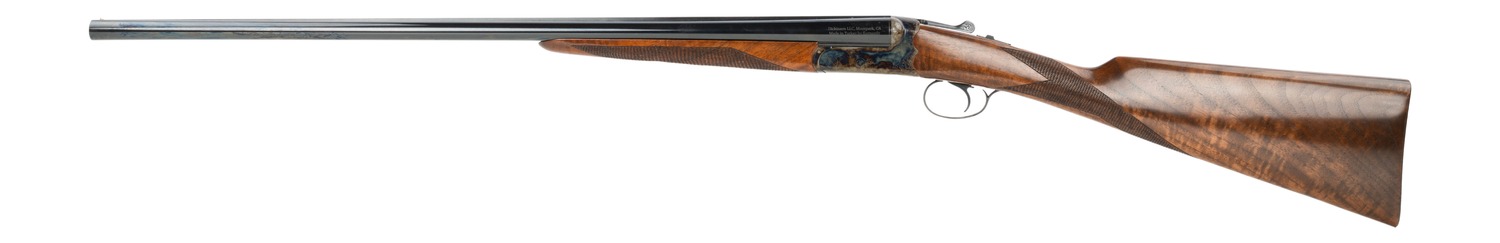 Dickinson ES18 side-by-side shotgun, opposite side view showing checkered walnut stock