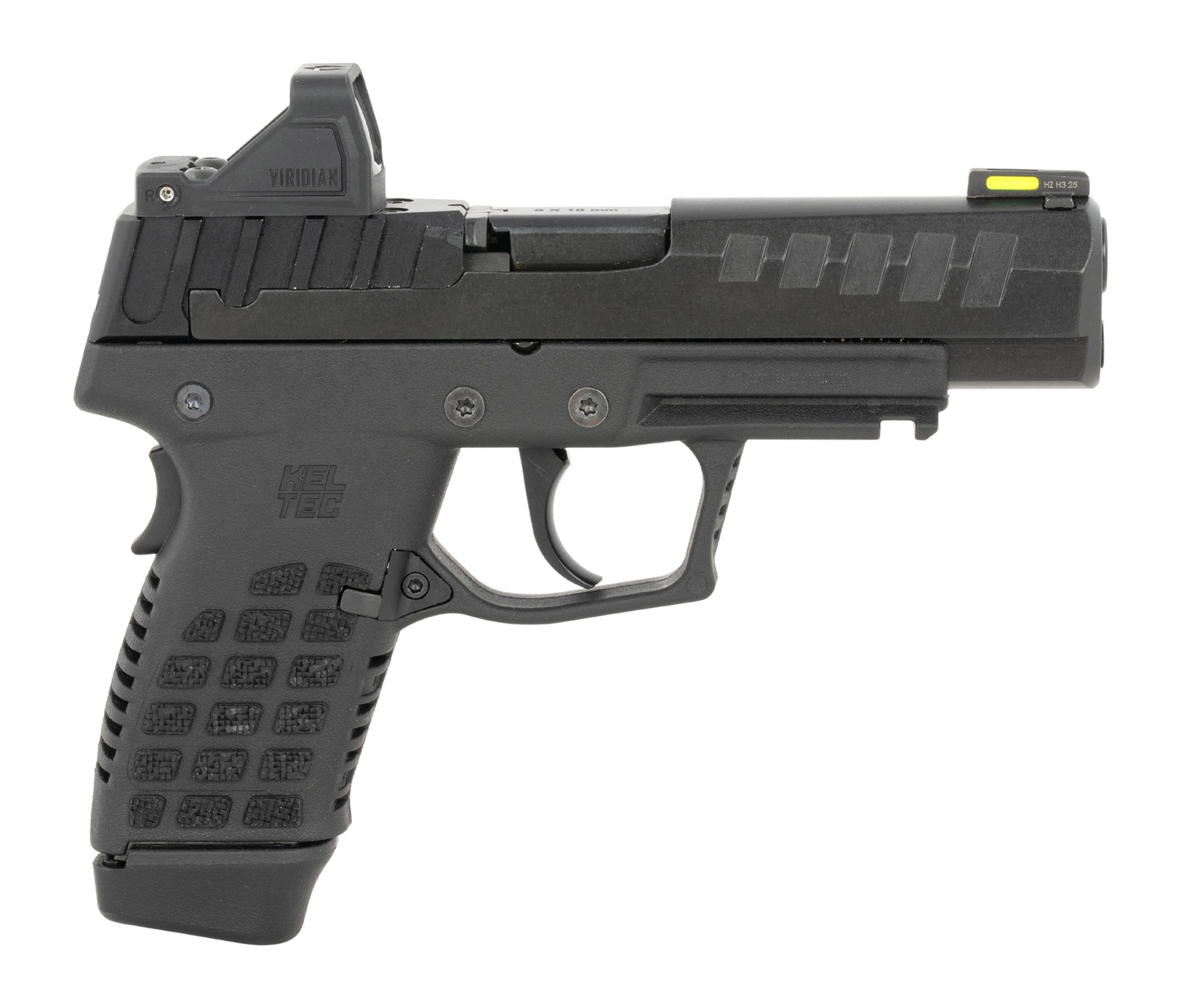 Kel-Tec P15 9mm pistol in black with Viridian red dot and fiber optic front sight