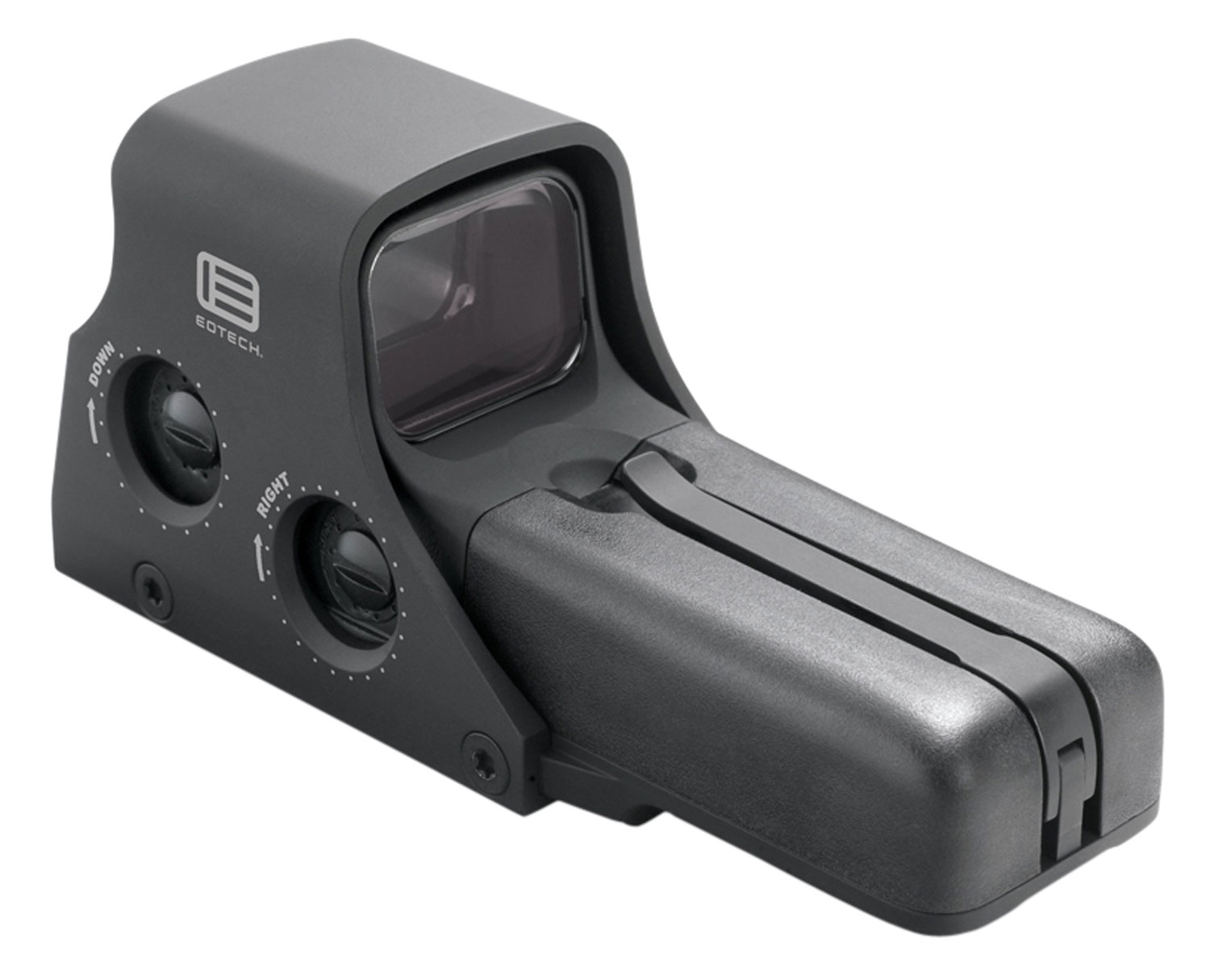 Black EOTech 552 holographic weapon sight with side battery compartment