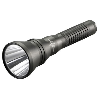 Black Streamlight Strion HPL handheld flashlight with large front reflector