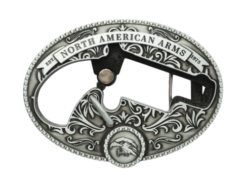North American Arms Oval Ornate Belt Buckle, Fits 1 1/8" Magnum Revolvers
