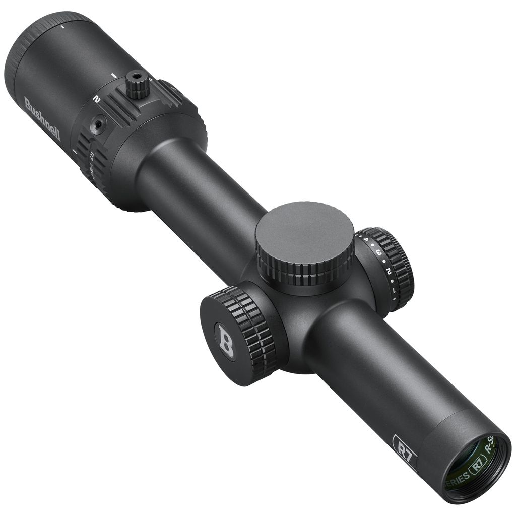 Bushnell R7 1-8x24 riflescope in black with capped target turret and 30mm tube