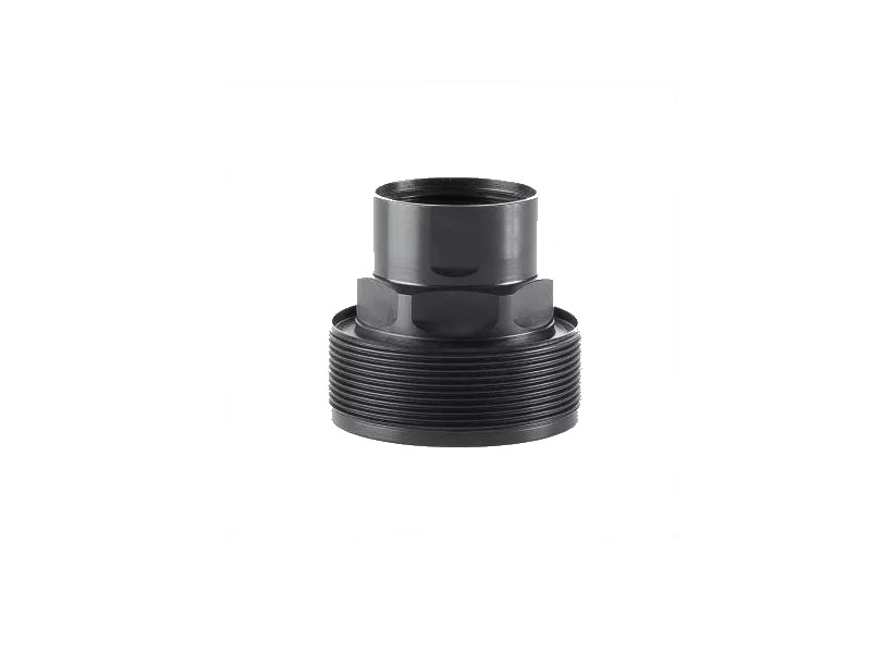 Black threaded Dead Air Wolverine insert adapter with external threads and hex flats
