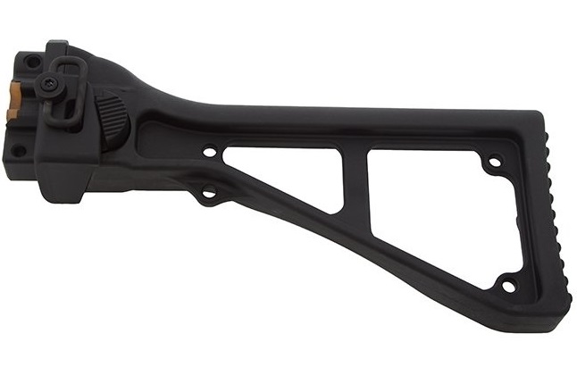 Black polymer folding stock with folding latch and cutout frame for H&K SP5K