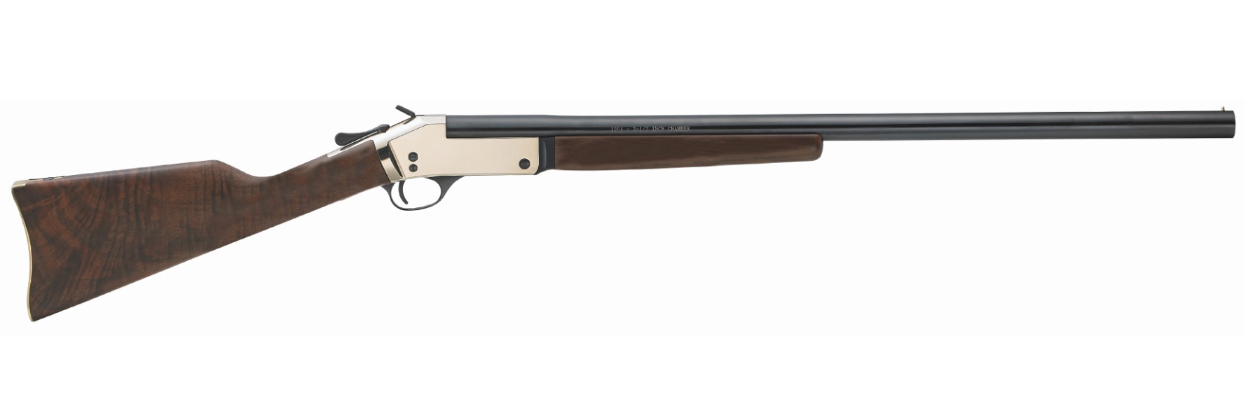 Henry Singleshot 410 shotgun with brass receiver, blued barrel and walnut stock
