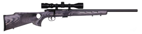Savage 93R17 BTV-XP .17 HMR Rifle, Gray Laminate Thumbhole, Scope Included