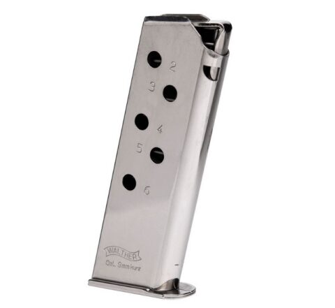 Walther PPK .380 ACP 6-Round Magazine, Nickel