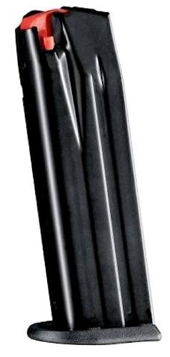 Black Walther PPQ M2 .45 ACP 12-round magazine with red follower and base pad