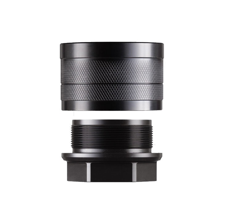 Dead Air Wolverine HUB adapter and lock ring in black finish, shown separated