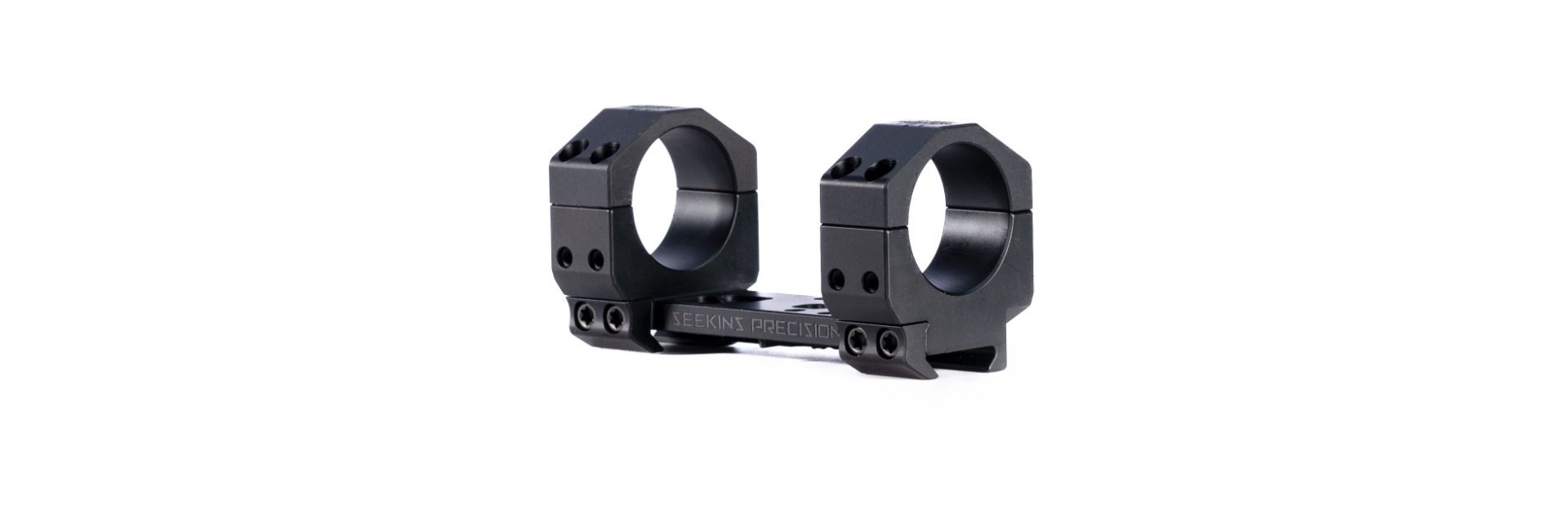 Seekins Precision HIT 35mm scope rings in matte black on a white background