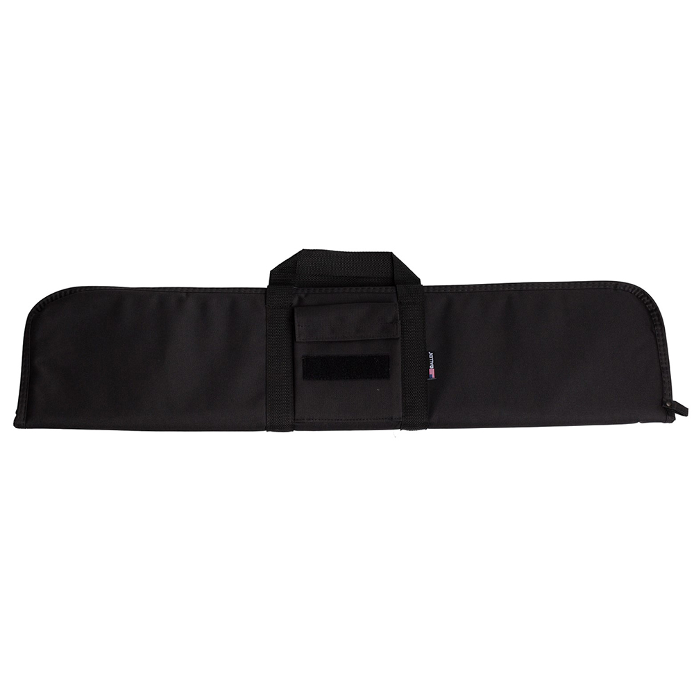 Black soft case with carry handle and front pocket with hook-and-loop panel