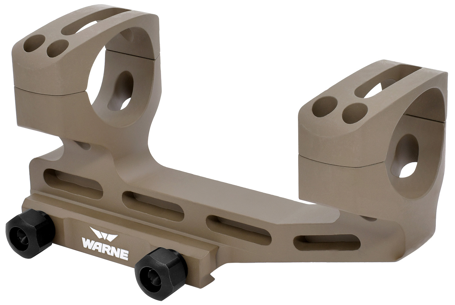 Warne 34mm extended skeletonized scope mount in Flat Dark Earth with two-piece rings