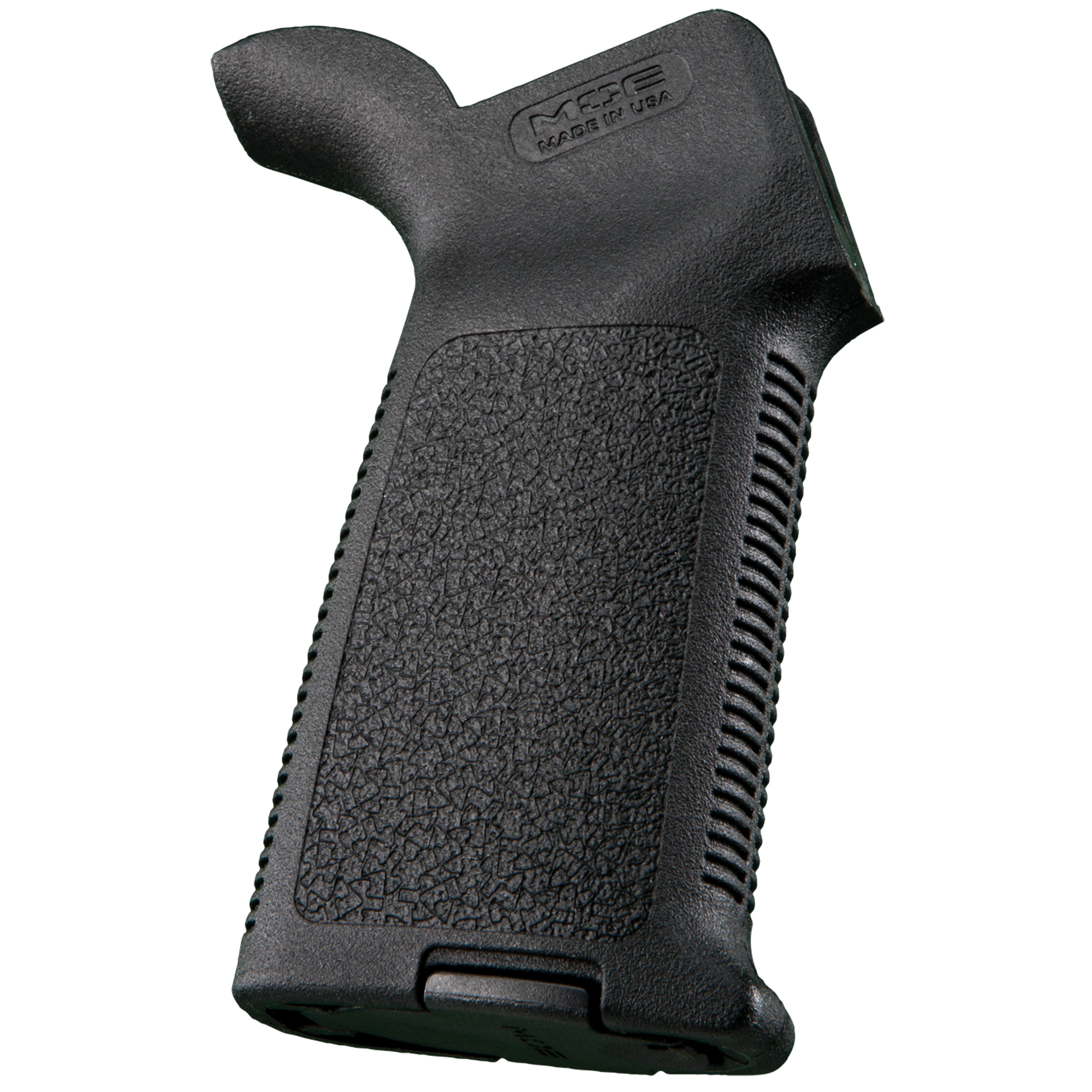 Black Magpul MOE grip for AR-15 rifles with textured grip panels
