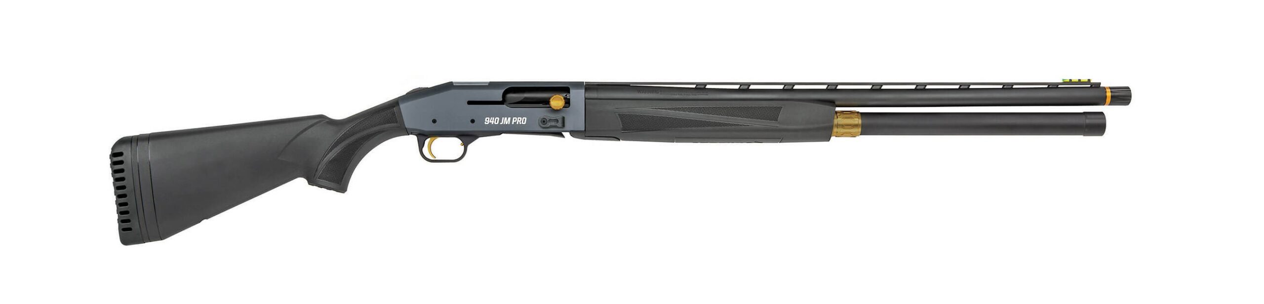 Mossberg 940 JM Pro semi-auto 12 gauge shotgun with black synthetic stock and blued finish