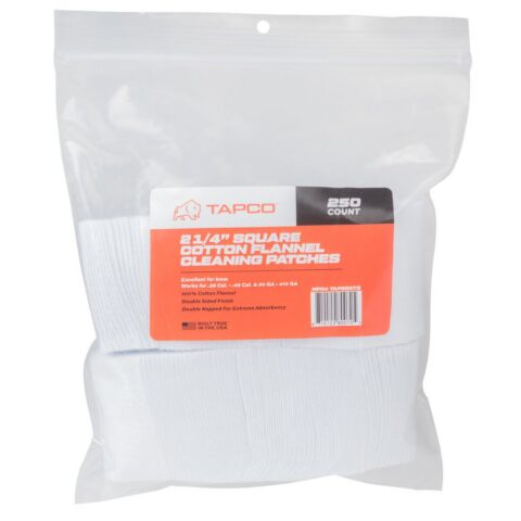 Tapco Cotton Flannel Cleaning Patches, 2.25" Square, 250 Count