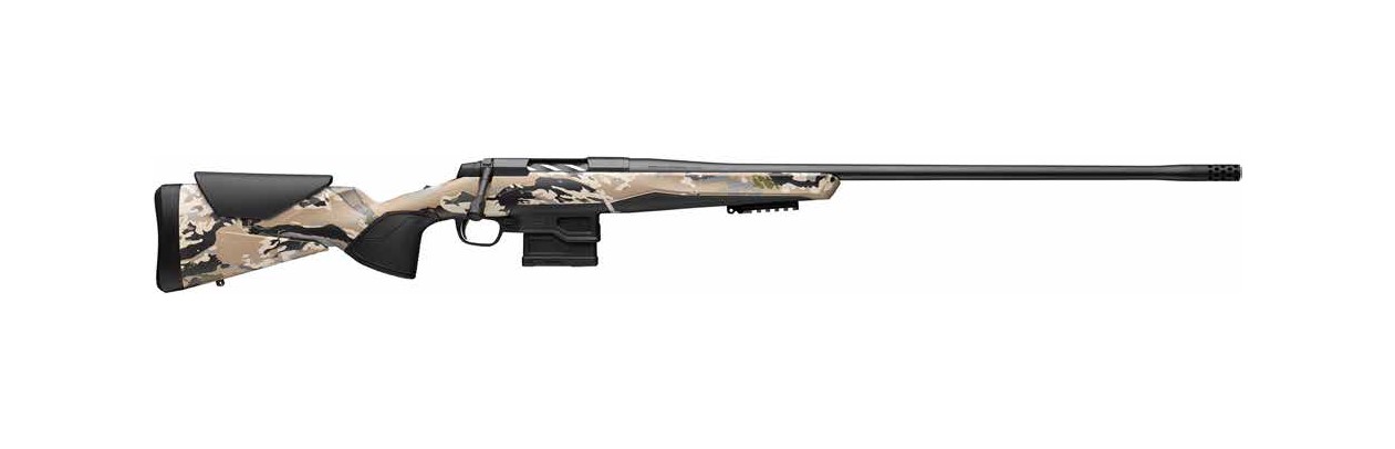 Browning X-Bolt 2 Western Hunter bolt-action rifle with OVIX camo stock and muzzle brake