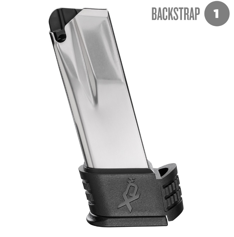 Stainless steel Springfield XD(M) Elite 15-round 10mm magazine with black backstrap #1 sleeve