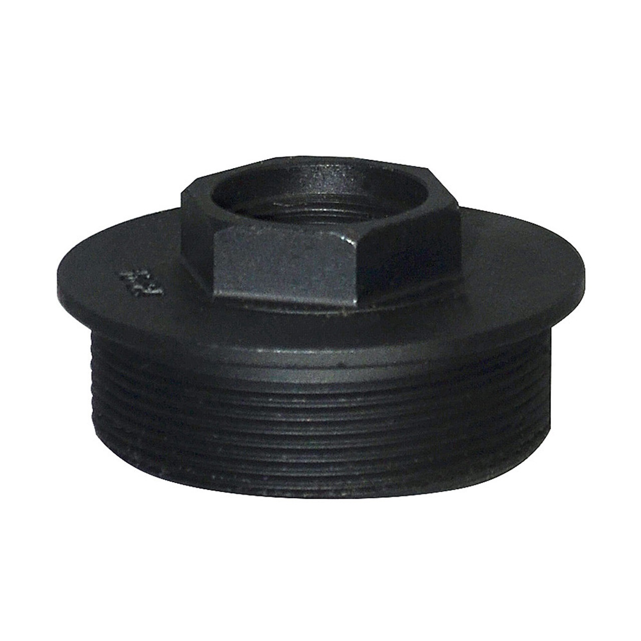 Black direct thread suppressor mount with hex nut and external threads